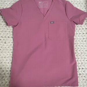 FIGS Women's V-Neck Top - Mauve